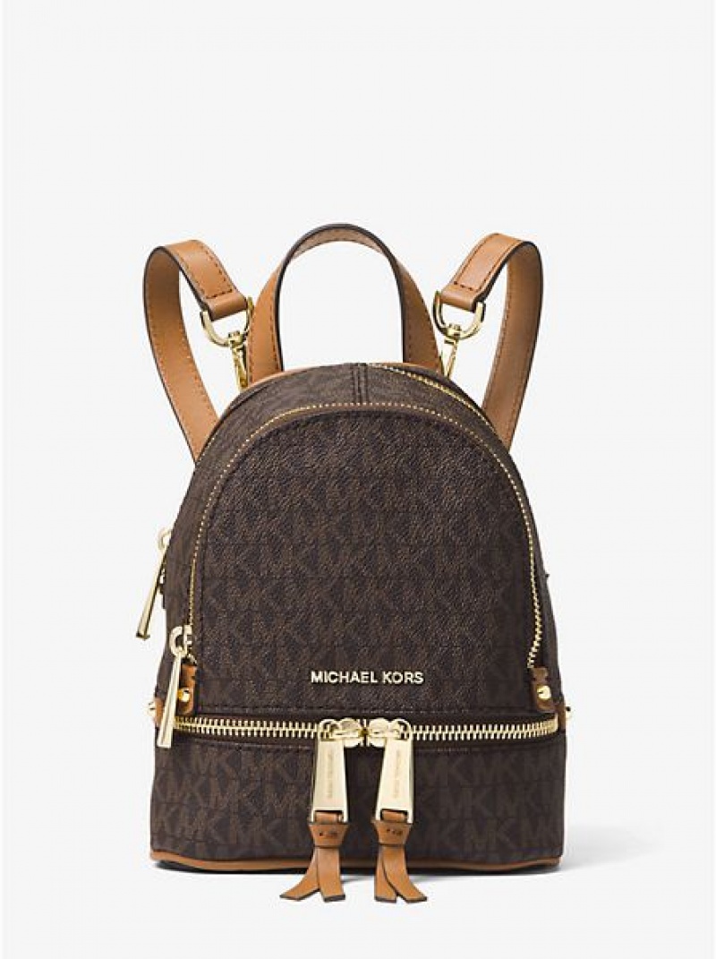 Michael Kors Rhea Mini Logo Sırt Çantası Kadın Kahverengi | 792503-FIW