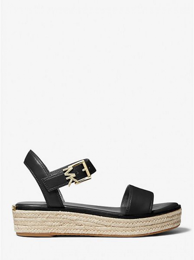 Michael Kors Richie Faux Deri Espadril Platform Sandalet Kadın Siyah | 516483-JRV