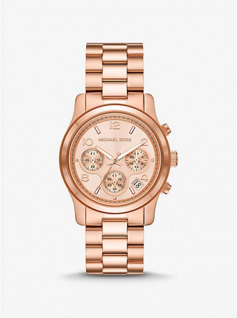 Michael Kors Runway Saat Kadın Pembe Altın | 468590-EIT