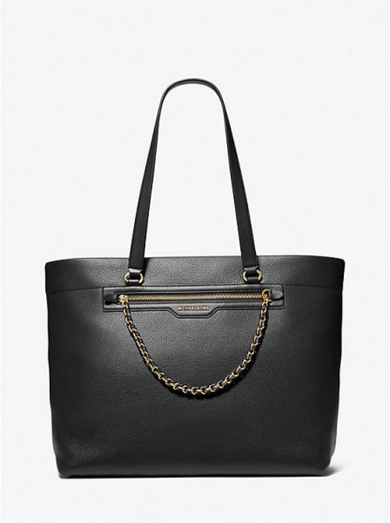 Michael Kors Slater Large Pebbled Deri Tote Çanta Kadın Siyah | 329561-OZA