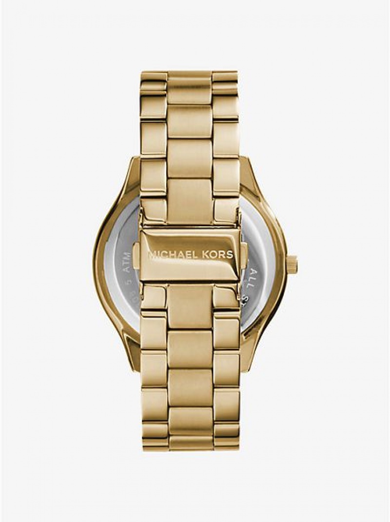 Michael Kors Slim Runway Stainless Steel Saat Kadın Altın | 427860-AZL