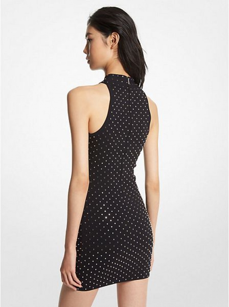 Michael Kors Studded Stretch Knit Halter Elbise Kadın Siyah Gümüş | 513769-HGO