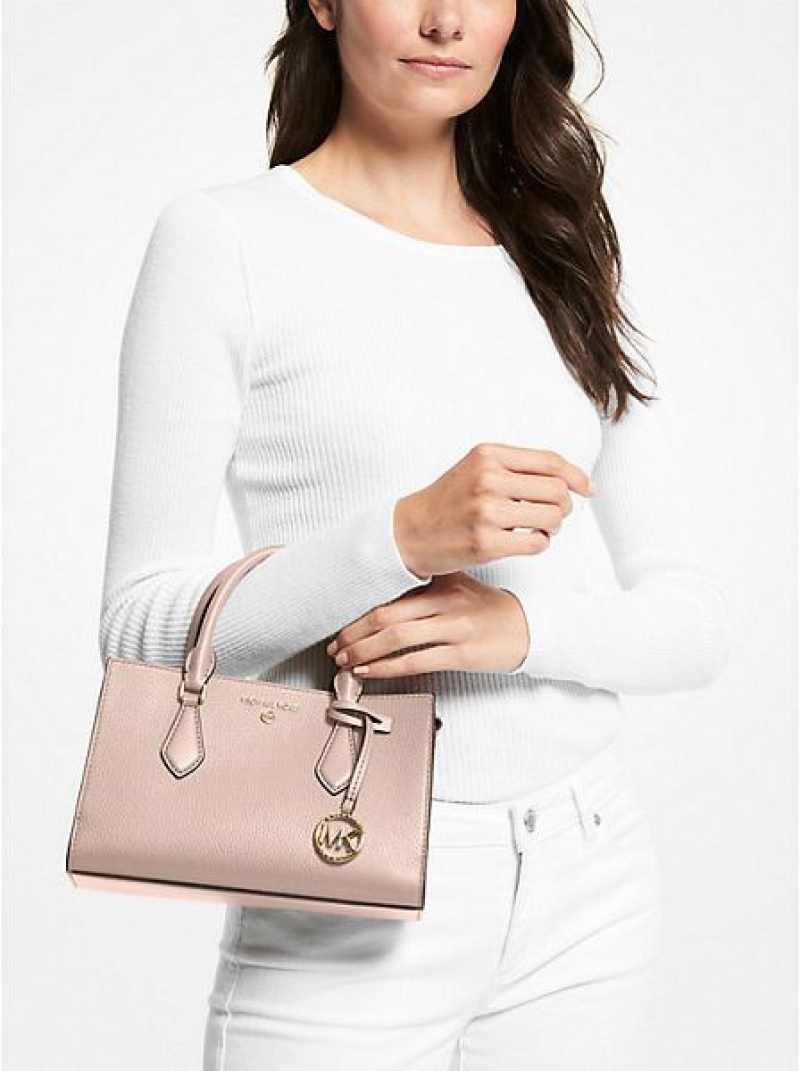 Michael Kors Valerie Small Pebbled Deri Satchel Çanta Kadın Pembe | 835029-AOI