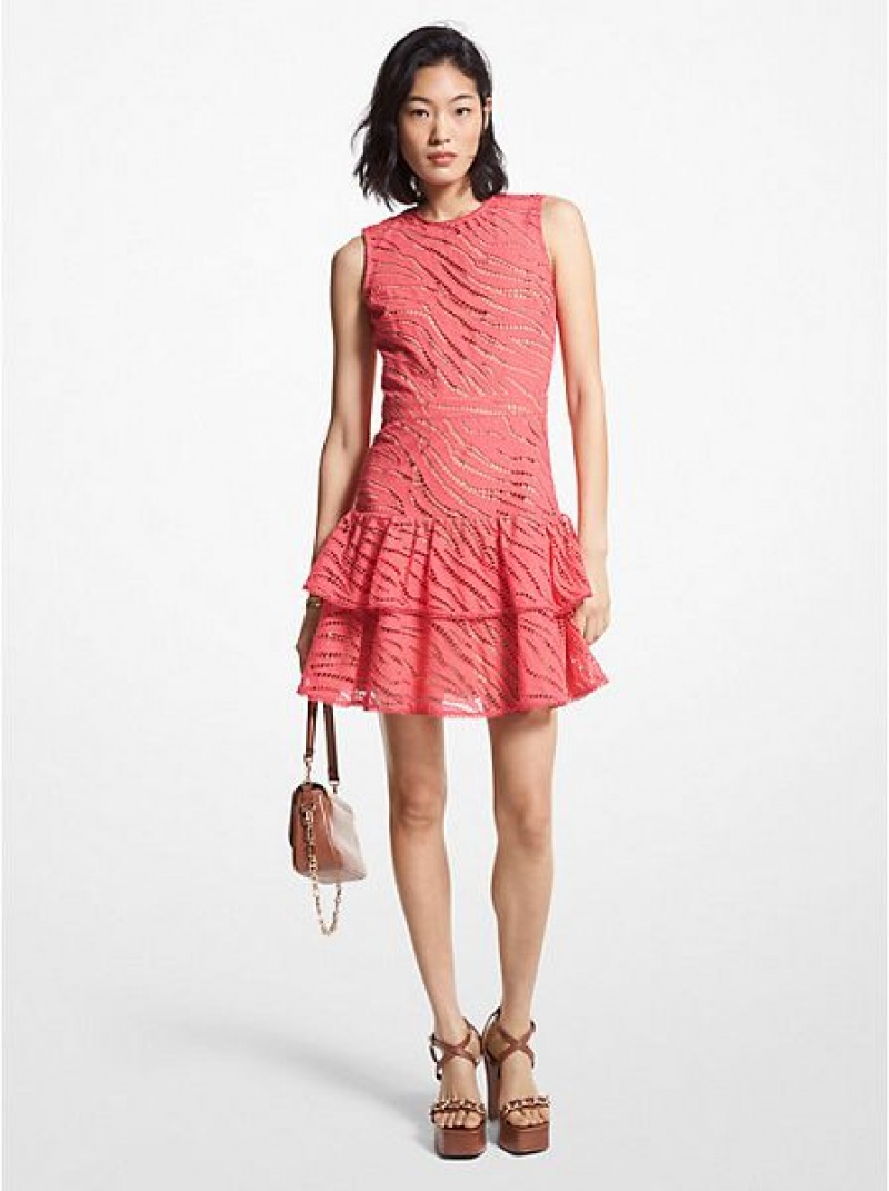 Michael Kors Zebra Eyelet Pamuklu Elbise Kadın Pembe | 865430-QWS